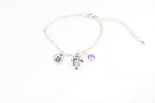 Personalized Cupcake Anklet: Custom Initial Charm, Foodie Gift