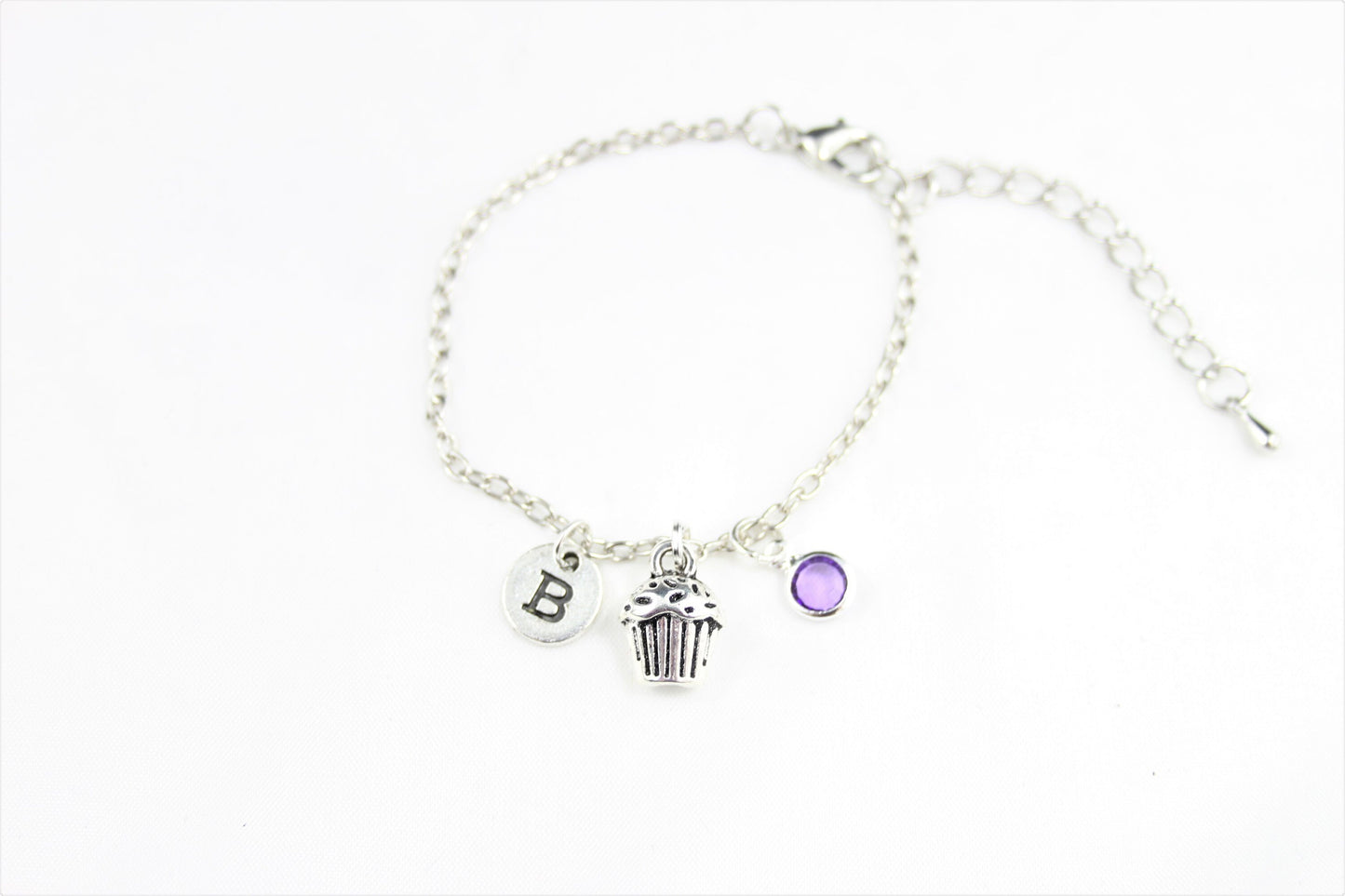 Personalized Cupcake Anklet: Custom Initial Charm, Foodie Gift