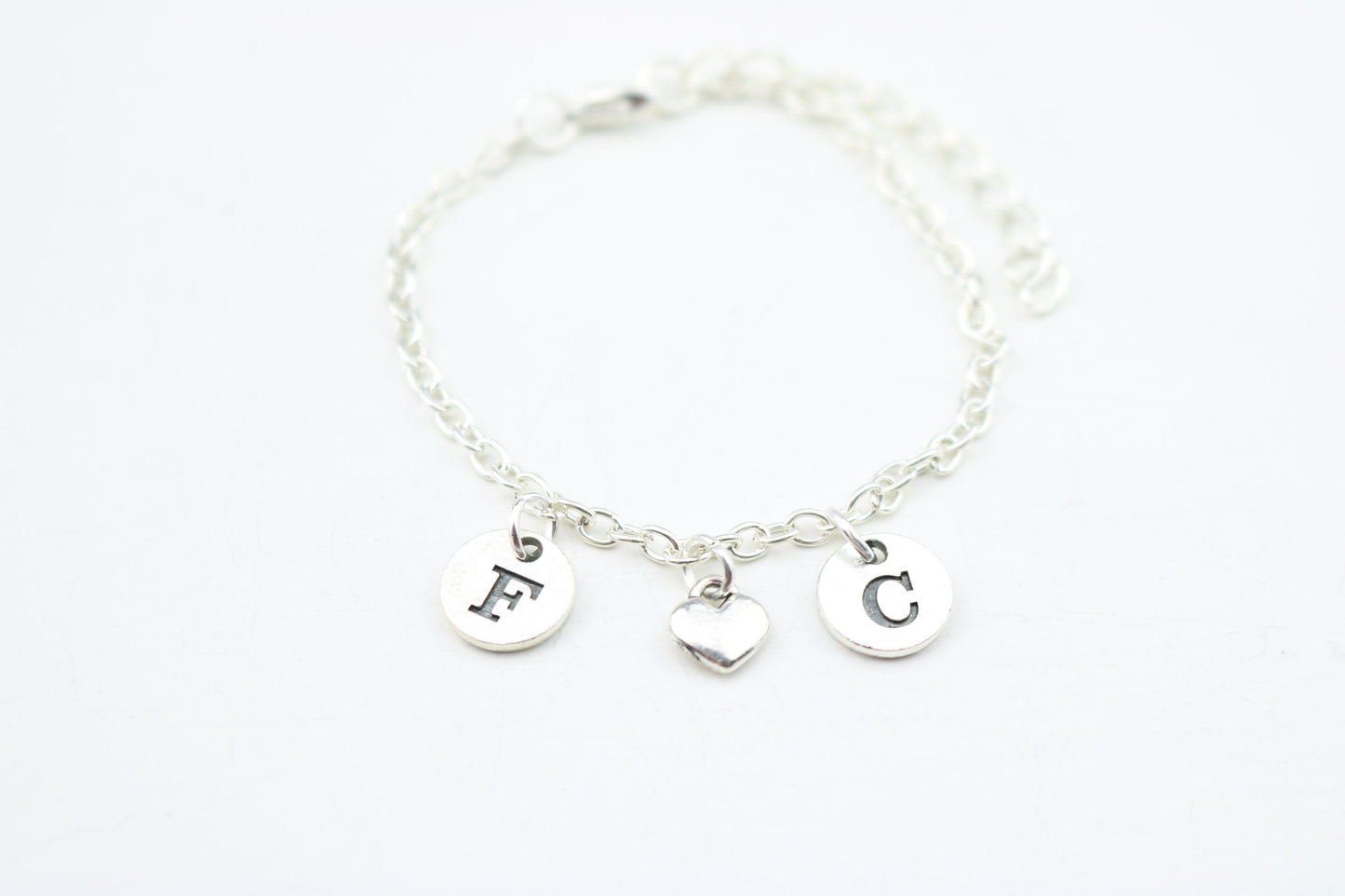 Personalized Initial Anklet: Silver Chain Ankle Bracelet with Heart Charm