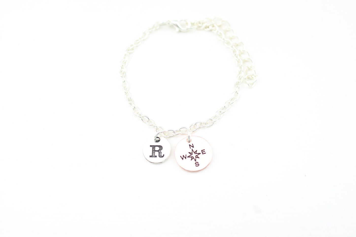 Dainty Compass Anklet: Personalized Initial Charm, Minimalist Jewelry