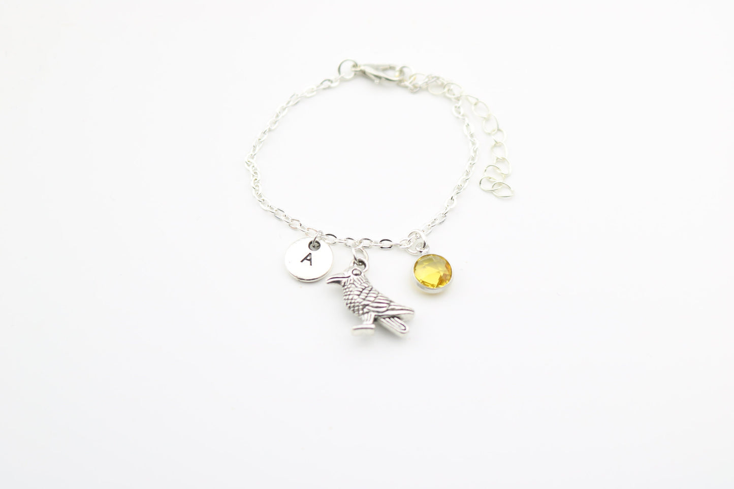 Personalized Crow Anklet: Silver Raven Charm Ankle Chain