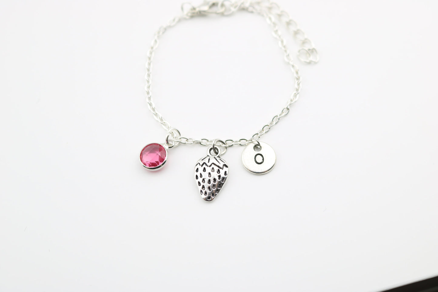 Strawberry Charm Anklet: Silver Ankle Chain, Exotic Fruit Jewelry