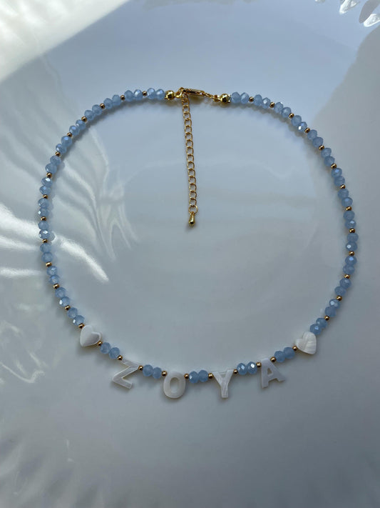 Custom name necklace, personalized necklace, mother of Pearl name lecklace, kids handmade necklaces, handmade necklace, beaded necklace