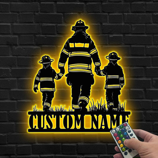 Custom Firefighter Family LED Sign, Personalized Fireman Wall Light, Firefighter Dad Gift,Gift for dad,Firefighter Wall Decor,Fire Dept Gift