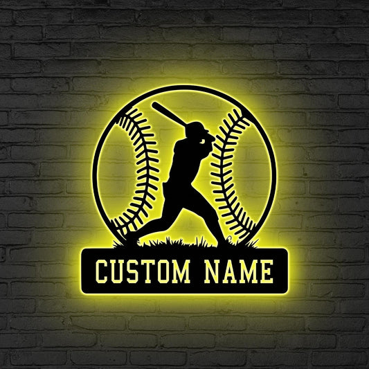 Custom Baseball LED Sign, Personalized Player Wall Light, Baseball LED Wall Sign, Baseball Player Sign, Gift for Athlete,Baseball lover gift