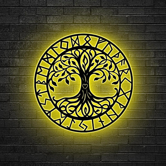 Tree of Life Neon Sign, Celtic Rune LED Wall, Mystical Norse Decor, Viking Tree of Life Sign,Gift for family, Spiritual Decor,Mythology Gift