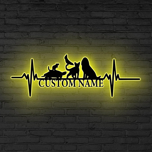 Personalized Metal Vet Sign LED, Metal Animal Care Sign, Custom Metal Veterinarian Sign, Personalized Clinic Sign, Custom Vet Clinic Decor