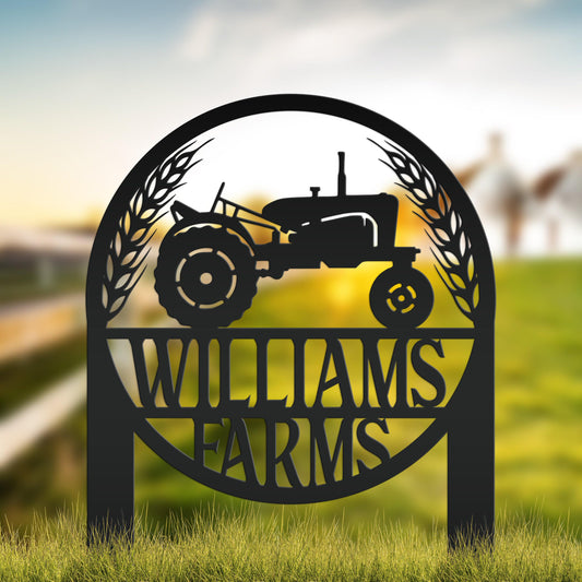 Farm Sign Yard Stake, Metal Ranch Name Sign, Family Last Name and Established Date Lawn Stake With Wheat, Unique Homestead Gift Idea,
