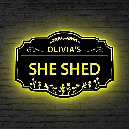 Custom She Shed Sign LED Lights Creative Room Sign,Personalized Craft Room Decor Metal Craft Room Sign She Shed Decor Gift for her Xmas Gift