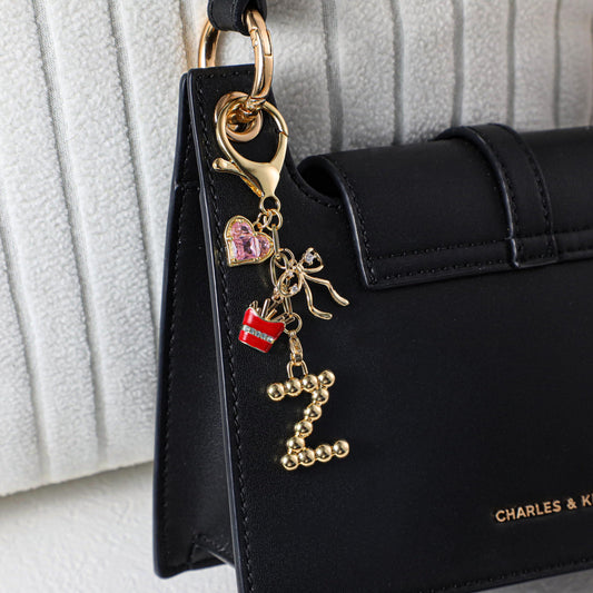 Custom keychain, personalized bag charm, handbag accessory,initial and birthstone keychain, bridesmaid giftοΌChristmas gift for her