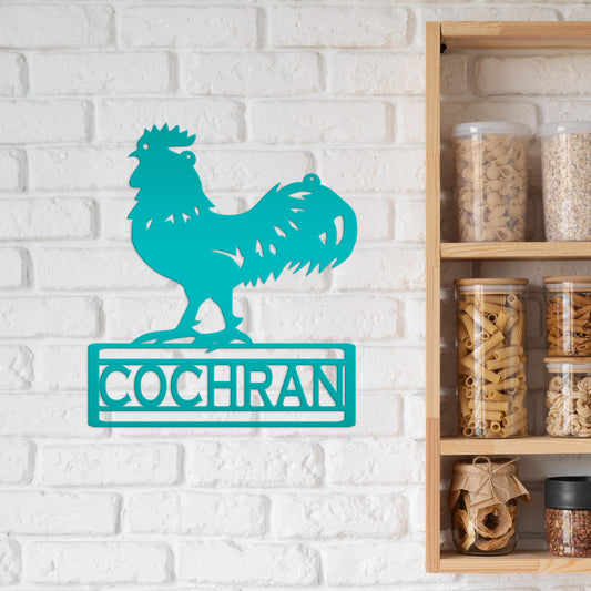 Rooster Decor Metal Sign, Farmhouse Signage, Rustic Home Decor, Personalized Gift Idea for the Chicken Lover, Poultry Farm Business Plaque
