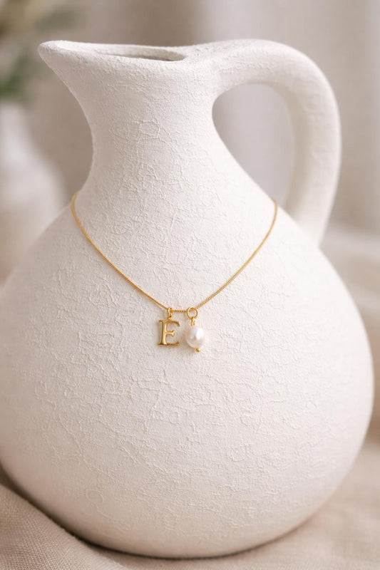 Pearl initial necklace, necklace for little girls, gift for women, gold initial necklace, birthday gift for teens, gift for toddlers