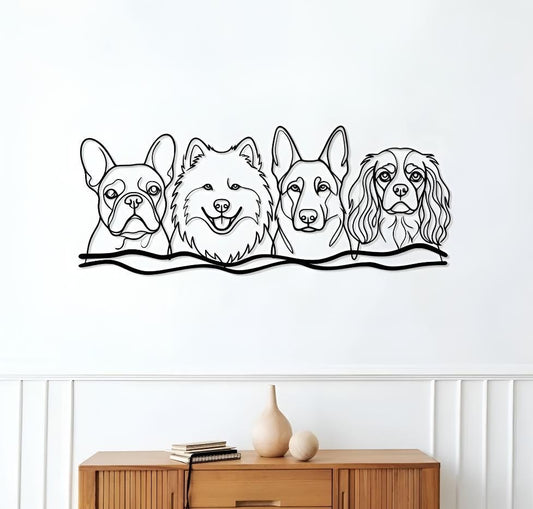 Minimalist Dog Line Art Metal Wall Decor, Modern Pet Portrait Wall Art for Dog Lovers Home Decor