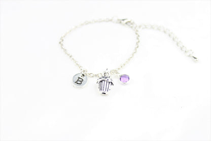 Personalized Cupcake Anklet: Custom Initial Charm, Foodie Gift