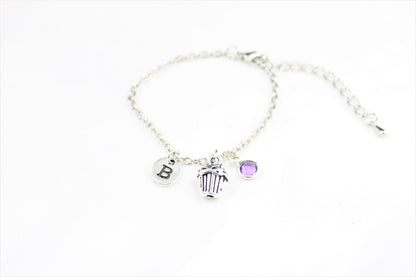 Personalized Cupcake Anklet: Custom Initial Charm, Foodie Gift