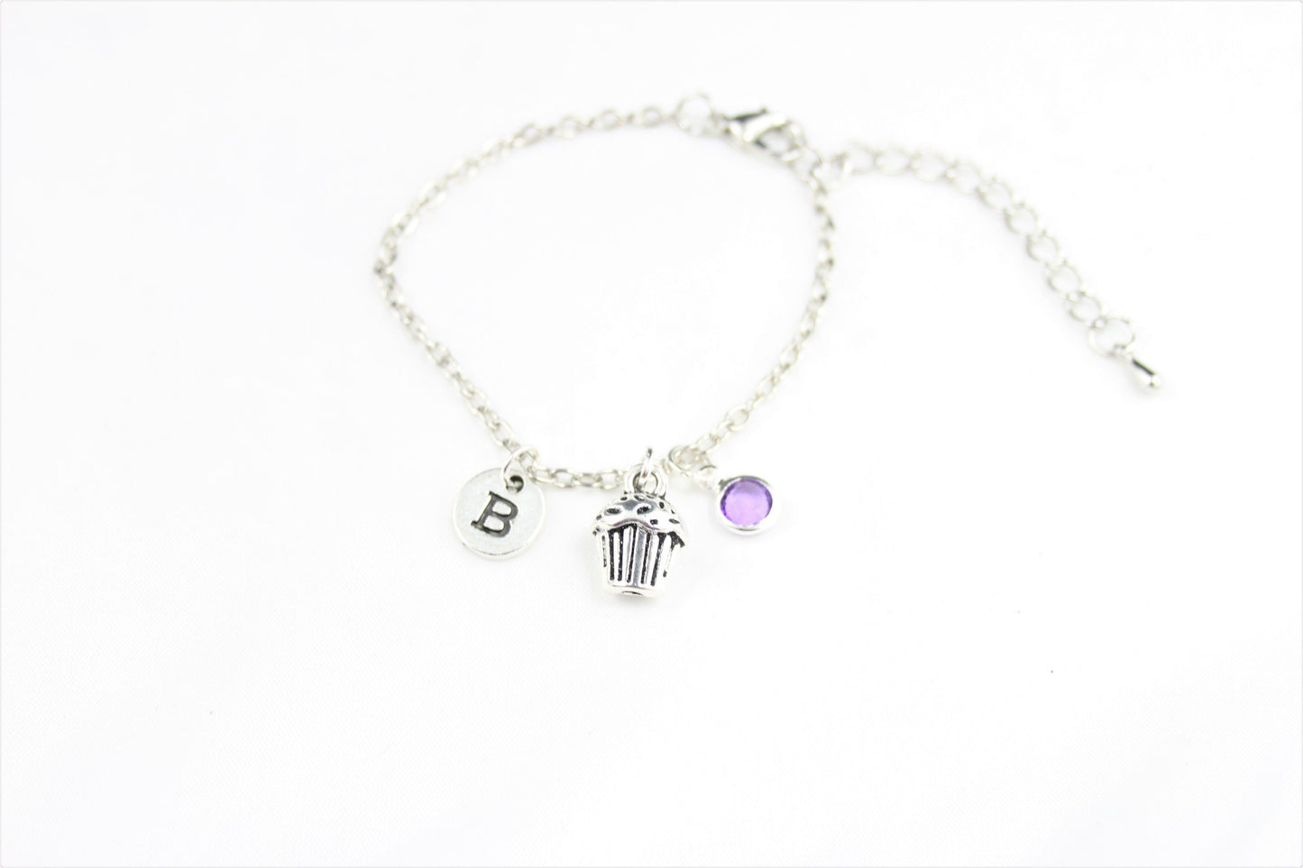 Personalized Cupcake Anklet: Custom Initial Charm, Foodie Gift