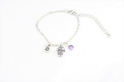 Personalized Cupcake Anklet: Custom Initial Charm, Foodie Gift