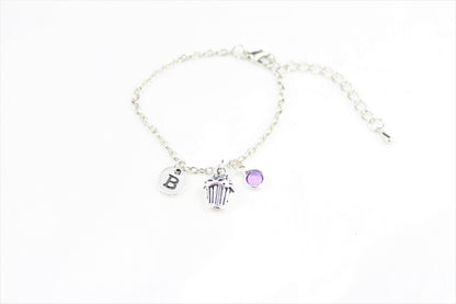 Personalized Cupcake Anklet: Custom Initial Charm, Foodie Gift