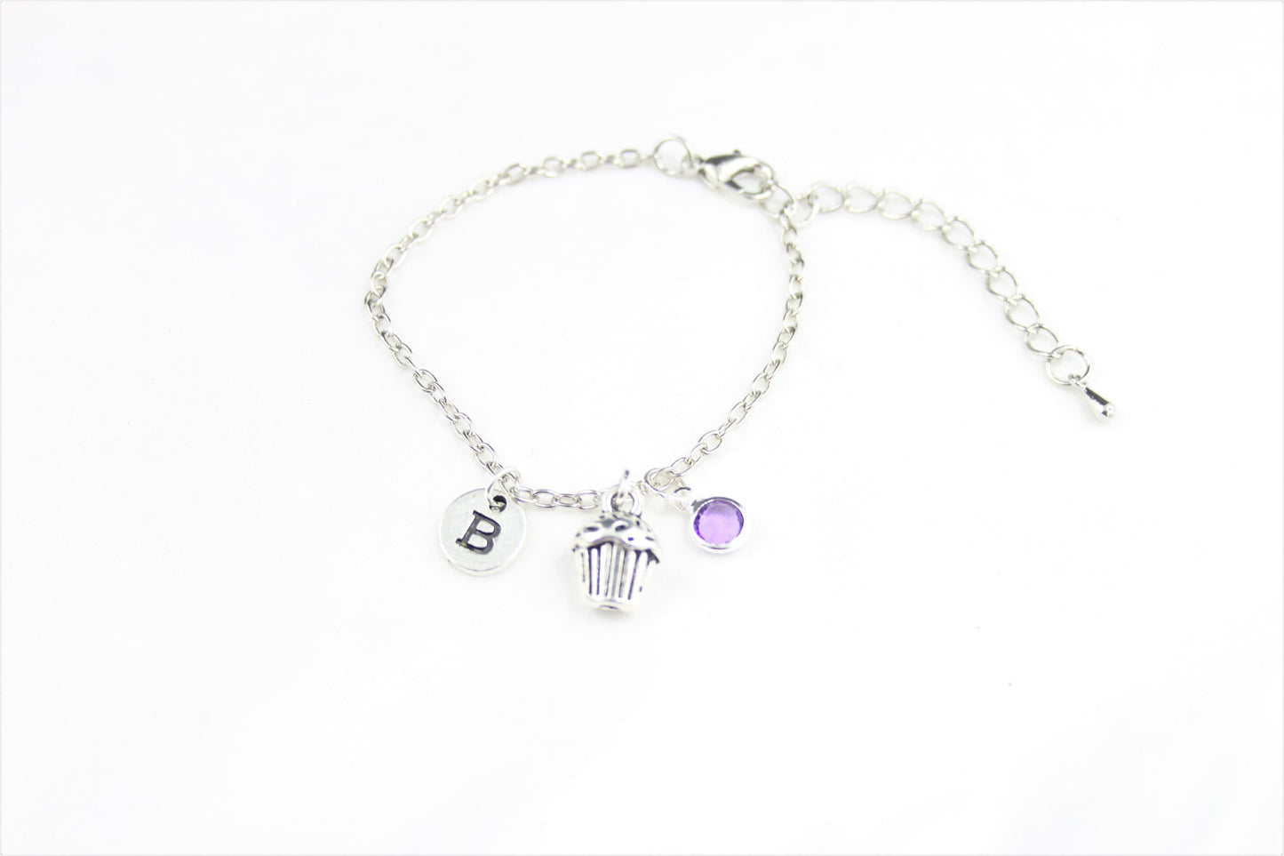 Personalized Cupcake Anklet: Custom Initial Charm, Foodie Gift
