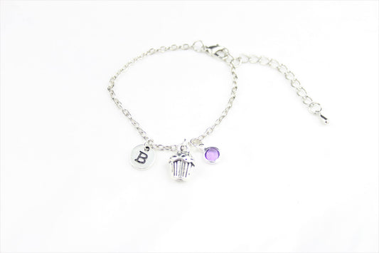 Personalized Cupcake Anklet: Custom Initial Charm, Foodie Gift