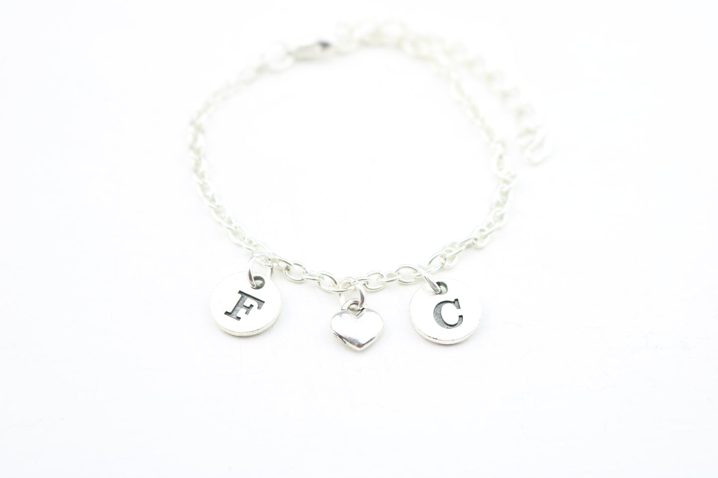 Personalized Initial Anklet: Silver Chain Ankle Bracelet with Heart Charm