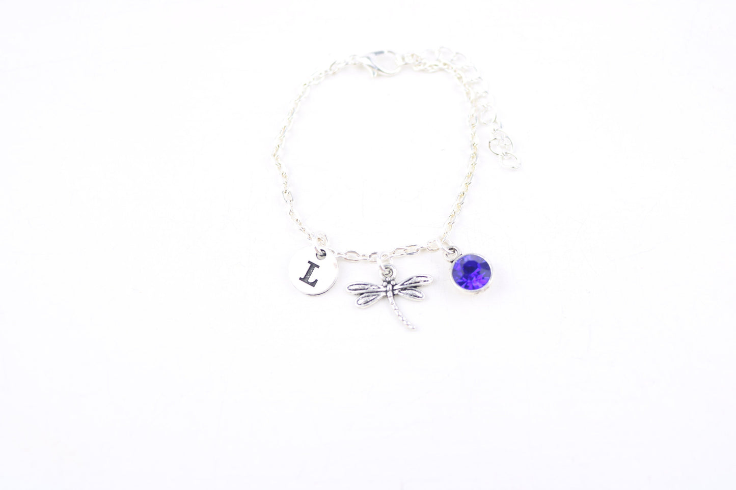 Dragonfly Charm Anklet: Personalized Initial, Insect Jewelry