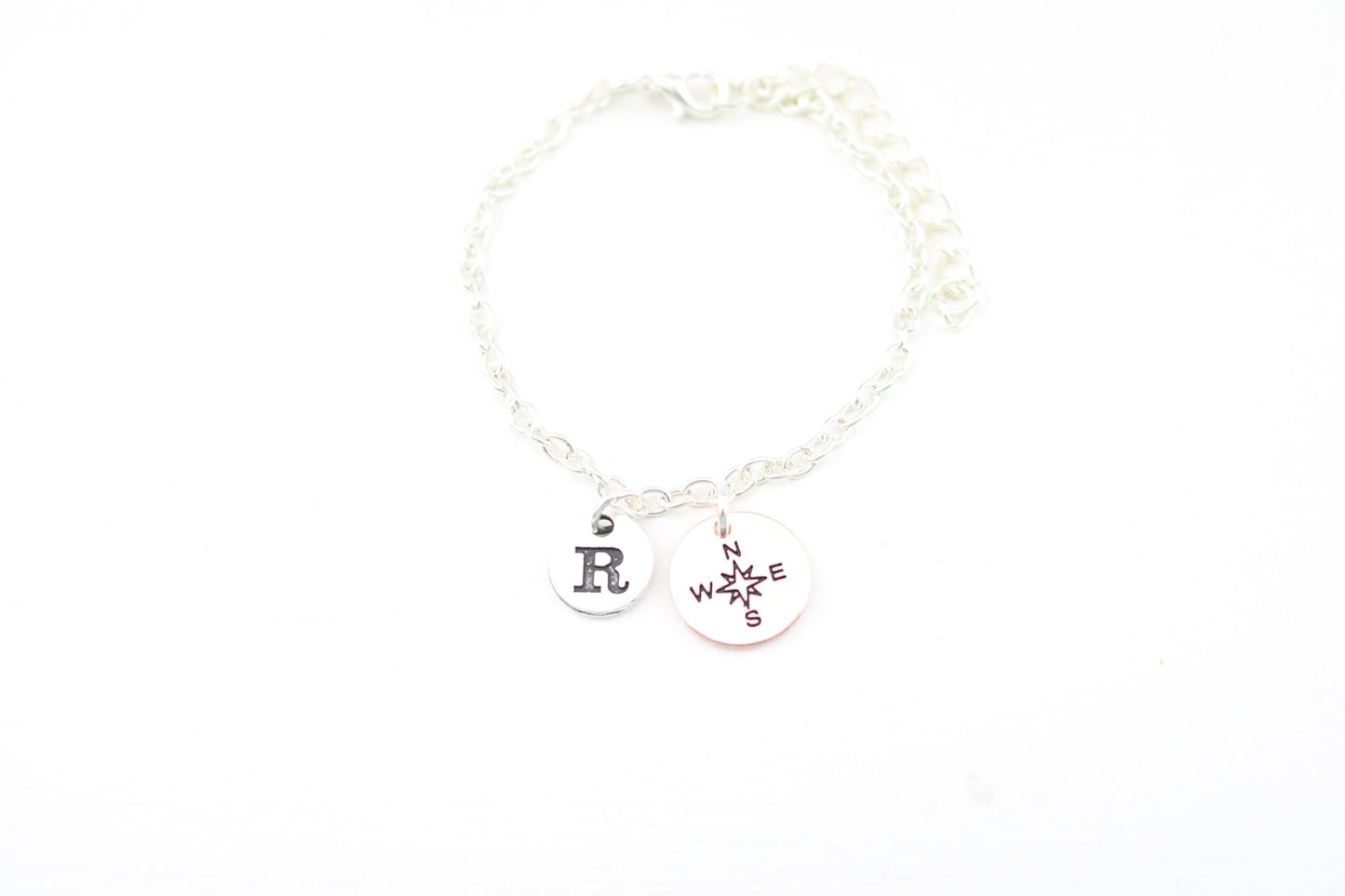 Dainty Compass Anklet: Personalized Initial Charm, Minimalist Jewelry
