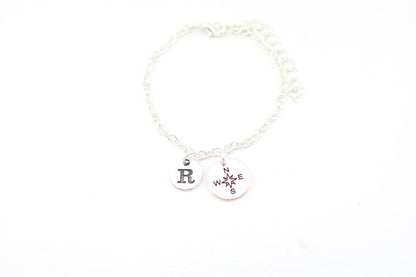 Dainty Compass Anklet: Personalized Initial Charm, Minimalist Jewelry