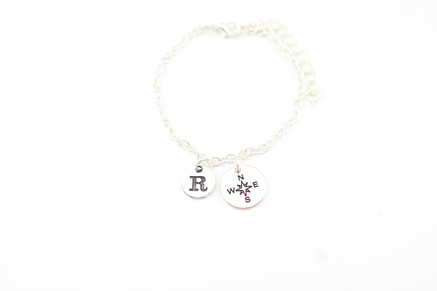 Dainty Compass Anklet: Personalized Initial Charm, Minimalist Jewelry