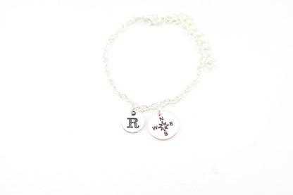 Dainty Compass Anklet: Personalized Initial Charm, Minimalist Jewelry