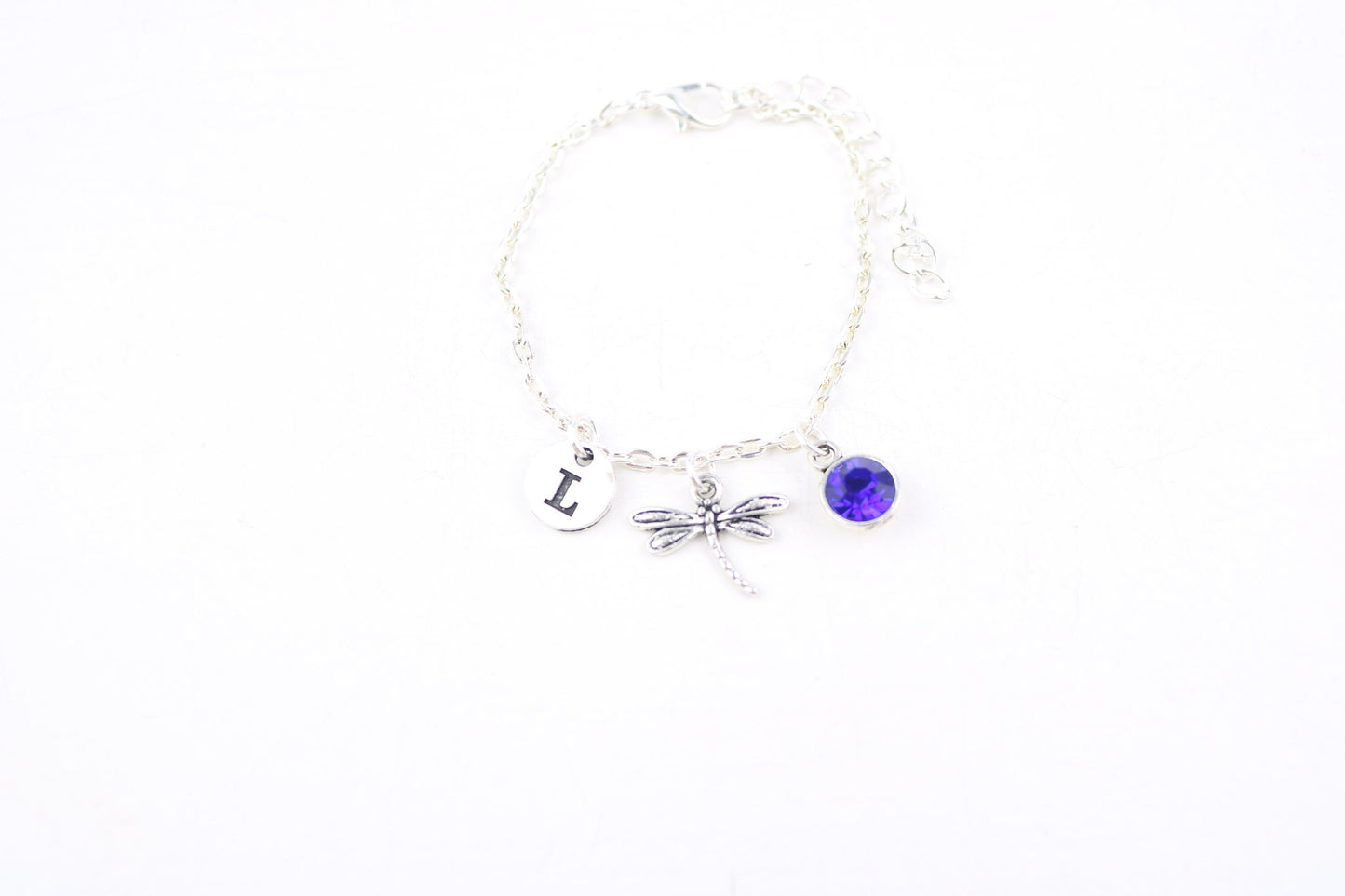 Dragonfly Charm Anklet: Personalized Initial, Insect Jewelry