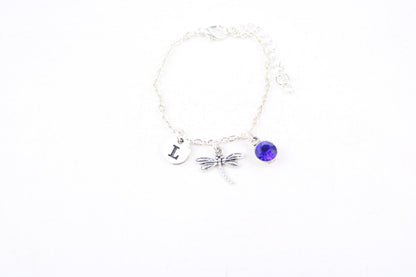 Dragonfly Charm Anklet: Personalized Initial, Insect Jewelry