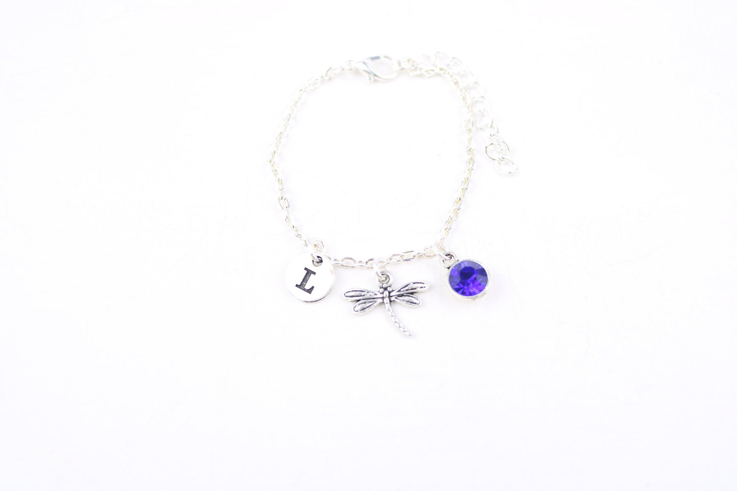 Dragonfly Charm Anklet: Personalized Initial, Insect Jewelry
