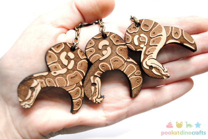 Interlocking Ball Python Trio Keychains - Family, Friendship, Poly Relationship couple keychain set