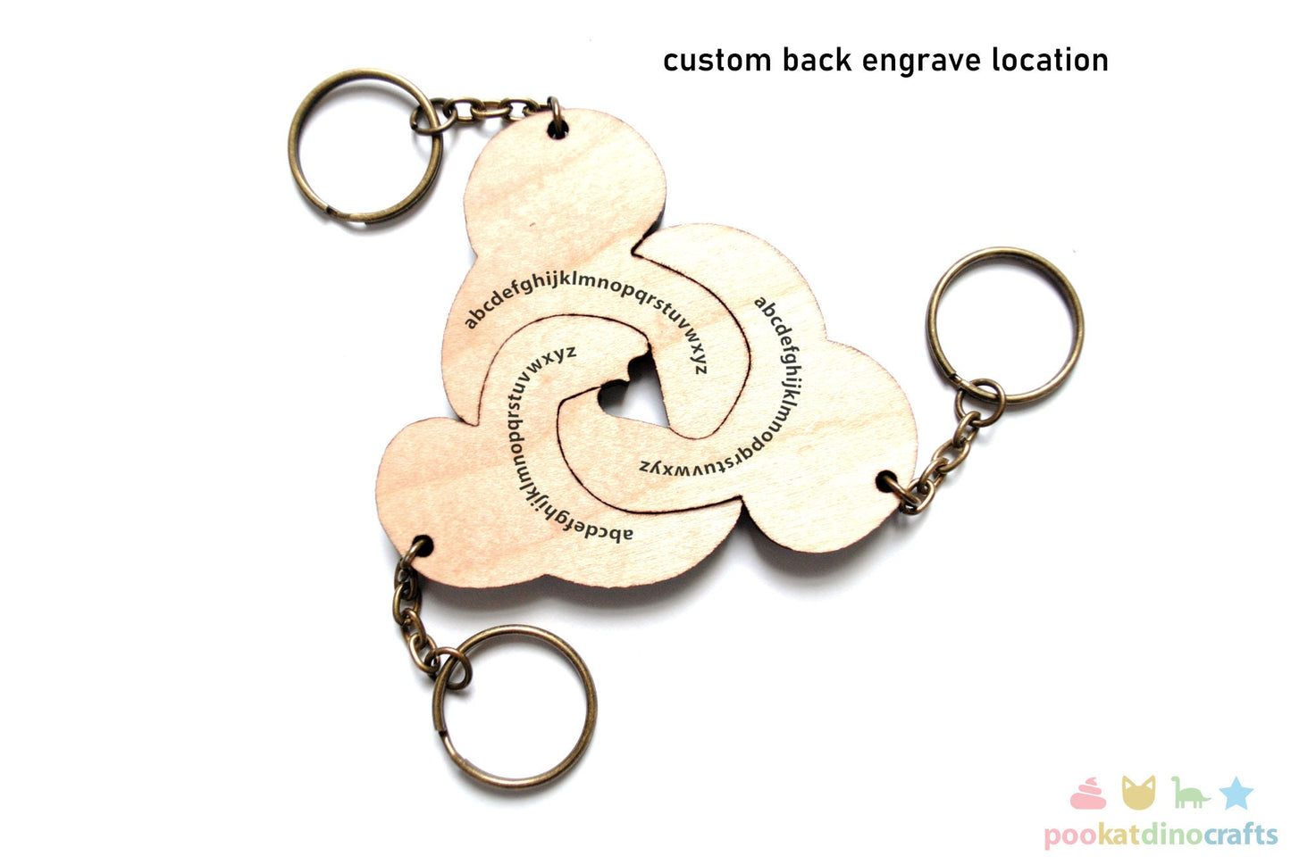 Interlocking Ball Python Trio Keychains - Family, Friendship, Poly Relationship couple keychain set