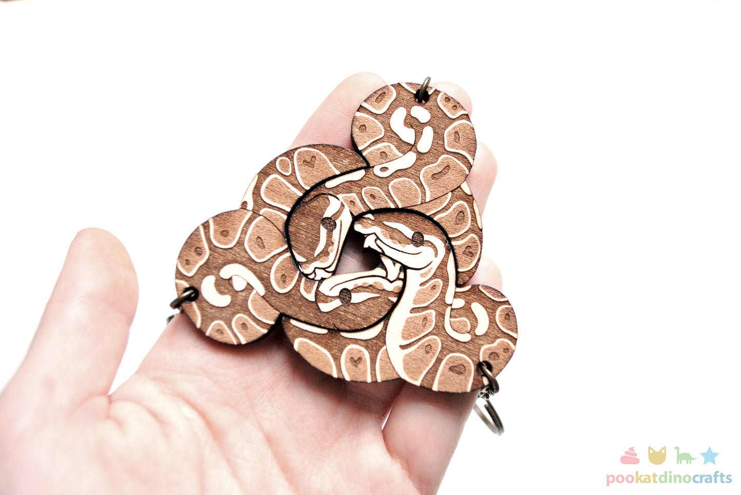 Interlocking Ball Python Trio Keychains - Family, Friendship, Poly Relationship couple keychain set