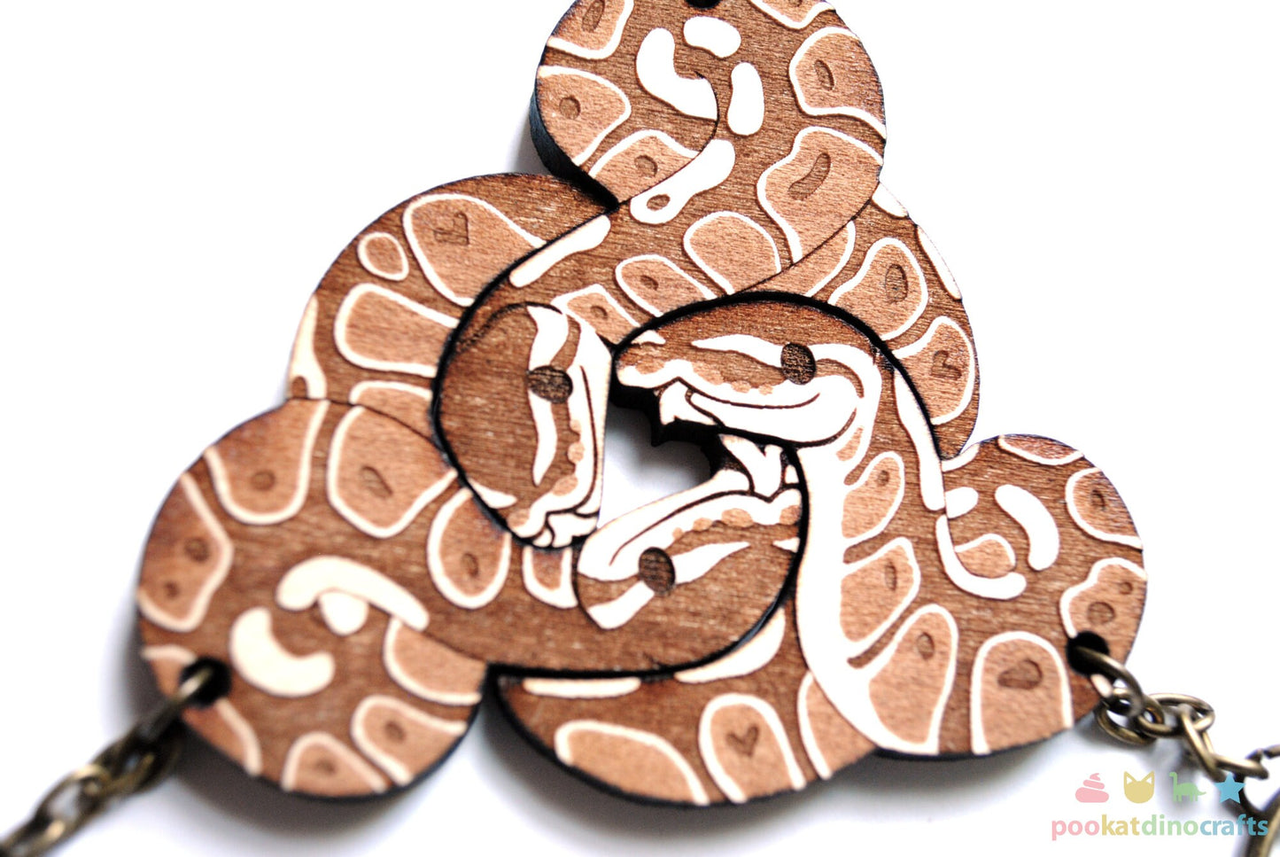 Interlocking Ball Python Trio Keychains - Family, Friendship, Poly Relationship couple keychain set
