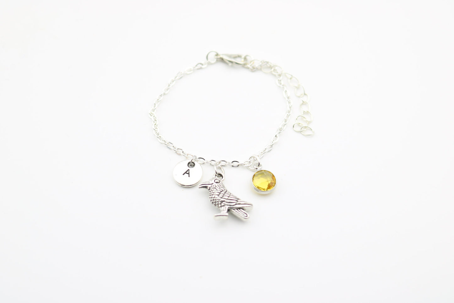 Personalized Crow Anklet: Silver Raven Charm Ankle Chain