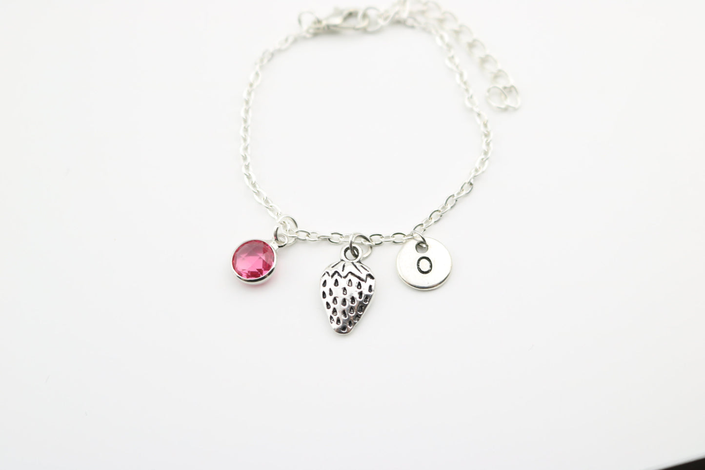 Strawberry Charm Anklet: Silver Ankle Chain, Exotic Fruit Jewelry