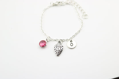 Strawberry Charm Anklet: Silver Ankle Chain, Exotic Fruit Jewelry