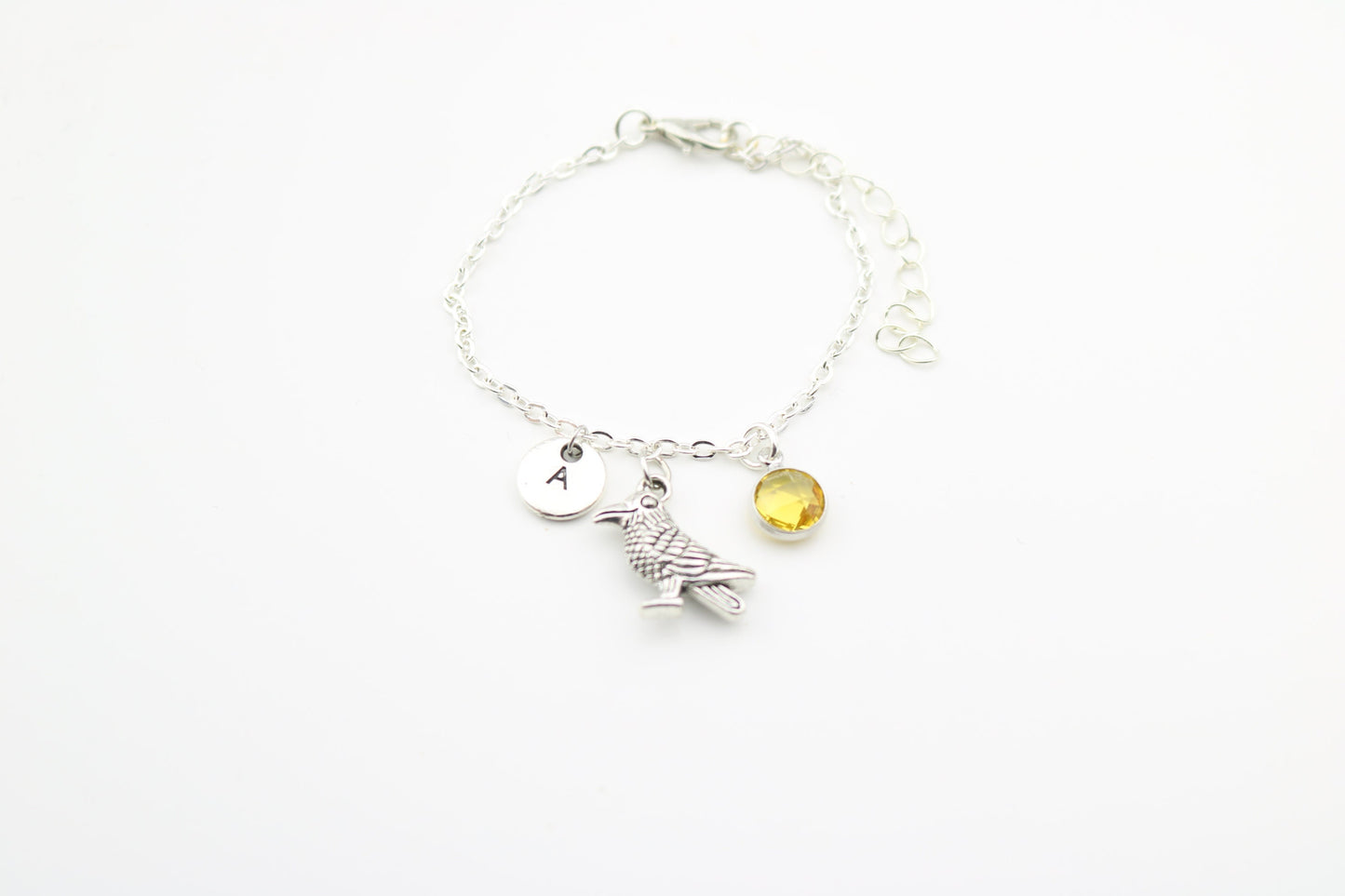 Personalized Crow Anklet: Silver Raven Charm Ankle Chain
