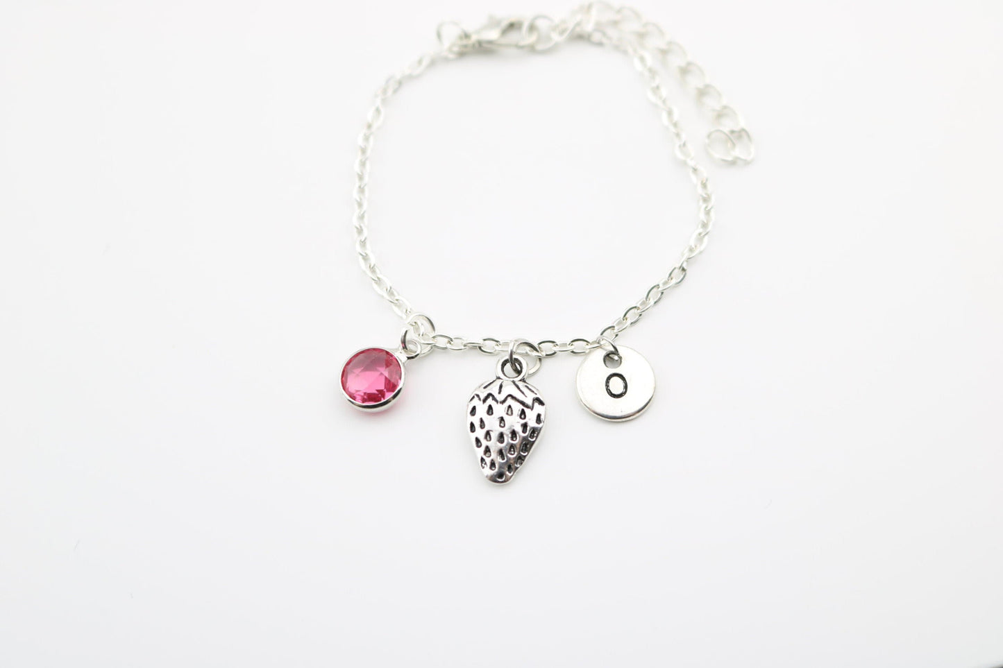 Strawberry Charm Anklet: Silver Ankle Chain, Exotic Fruit Jewelry