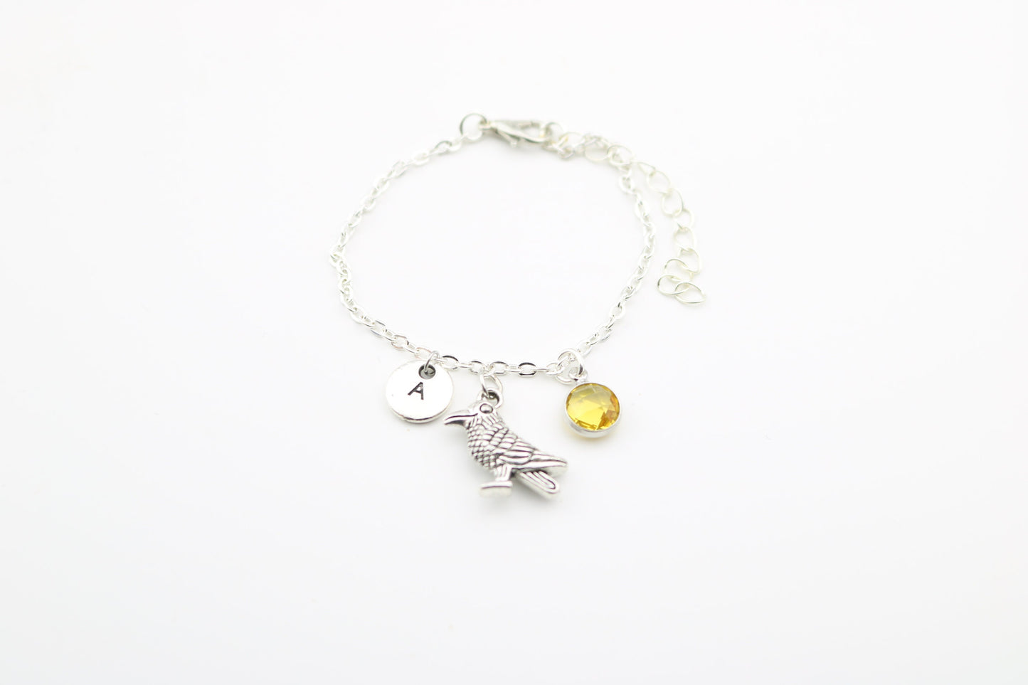 Personalized Crow Anklet: Silver Raven Charm Ankle Chain
