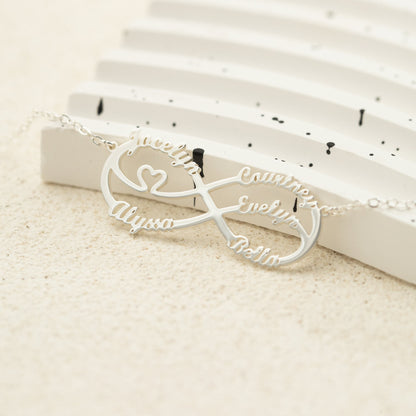 Infinity Name Necklace, Personalized Multi Name Necklace for Mum, Custom Family Name Jewelry, Christams Gift for Grandma, Gift for Mother