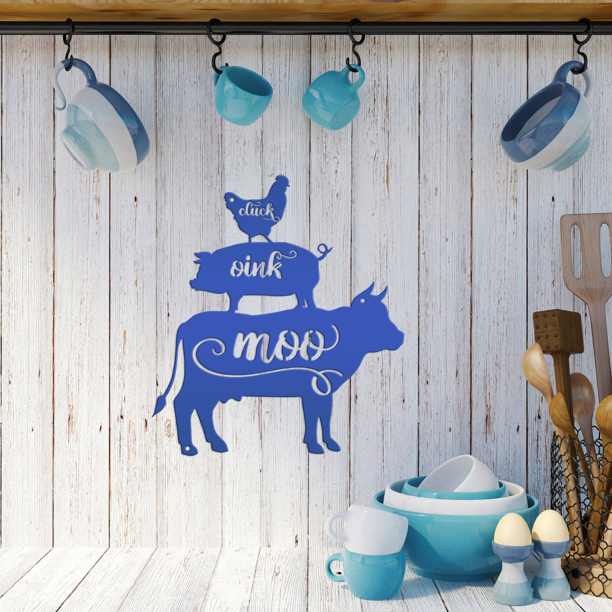 Cluck Oink Moo Metal Farm Animal Sign