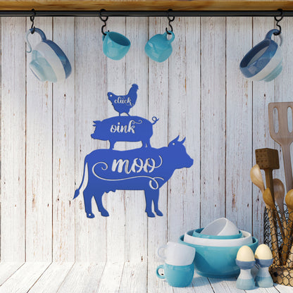 Cluck Oink Moo Metal Farm Animal Sign