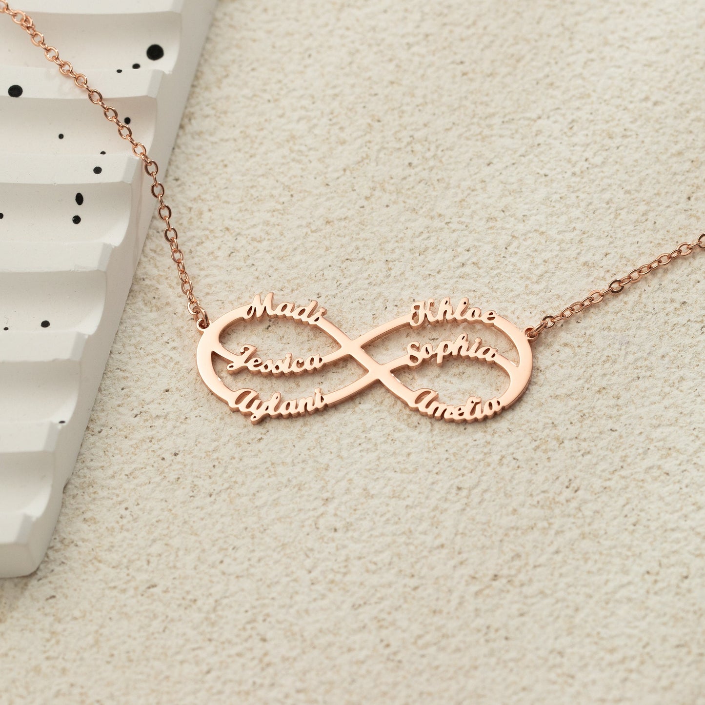 Infinity Name Necklace, Personalized Multi Name Necklace for Mum, Custom Family Name Jewelry, Christams Gift for Grandma, Gift for Mother
