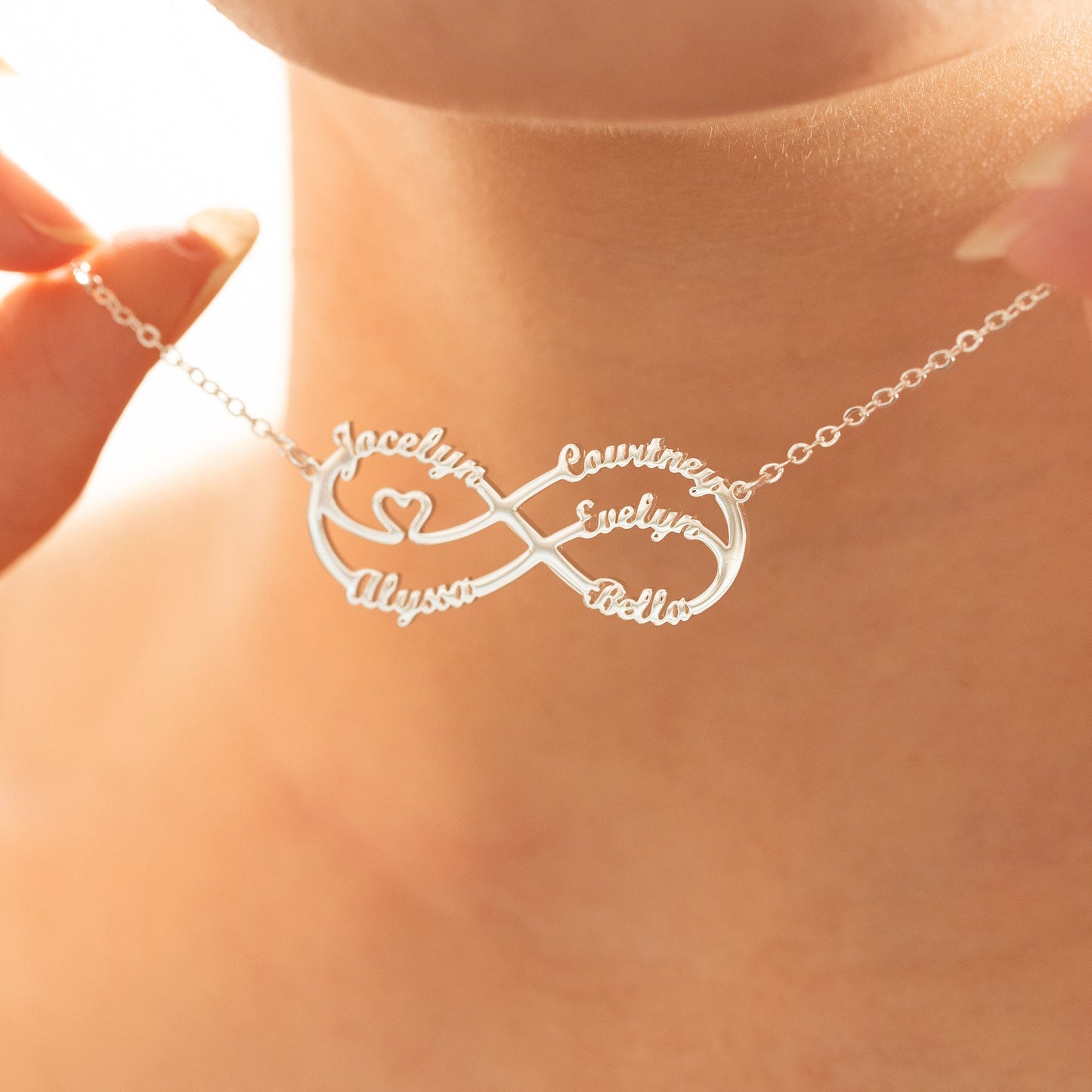 Personalized Infinity Name Necklace, Mom Necklace With Kids Names, Multi Name Necklace, Mother's Day Gift for Mom, Silver Jewelry for Mom