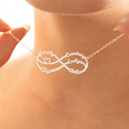 Infinity Name Necklace, Personalized Multi Name Necklace for Mum, Custom Family Name Jewelry, Christams Gift for Grandma, Gift for Mother