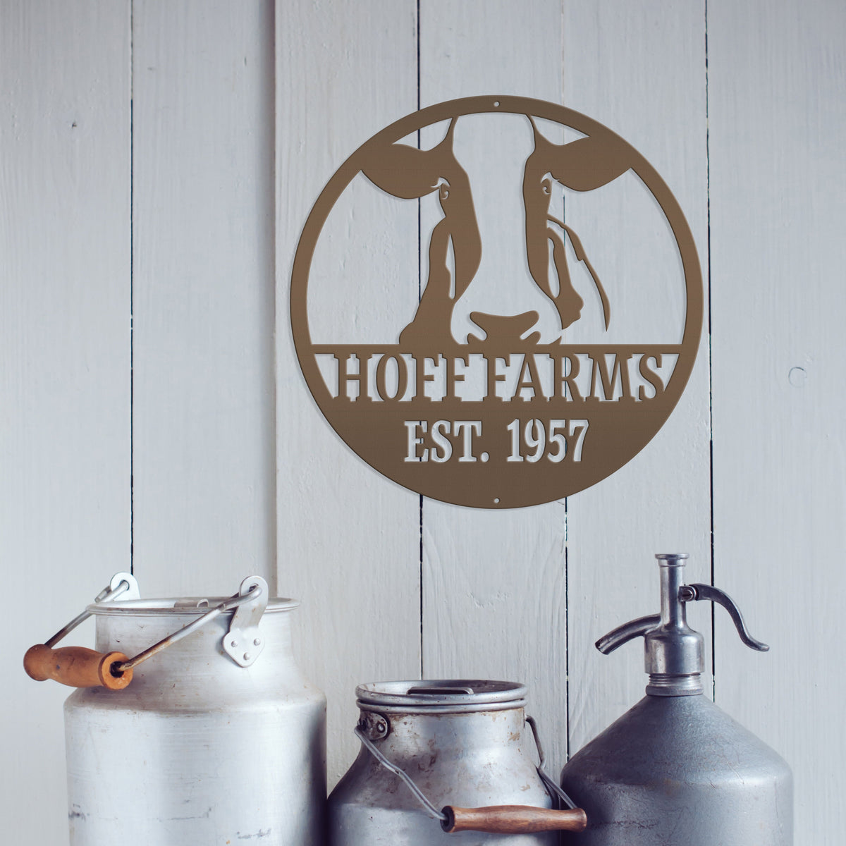Cow Farm Metal Sign, Custom Gift For Cattle or Dairy Farmer, Round Business Sign, Gift for Mother Father Grandma Grandpa, Indoor or Outdoor